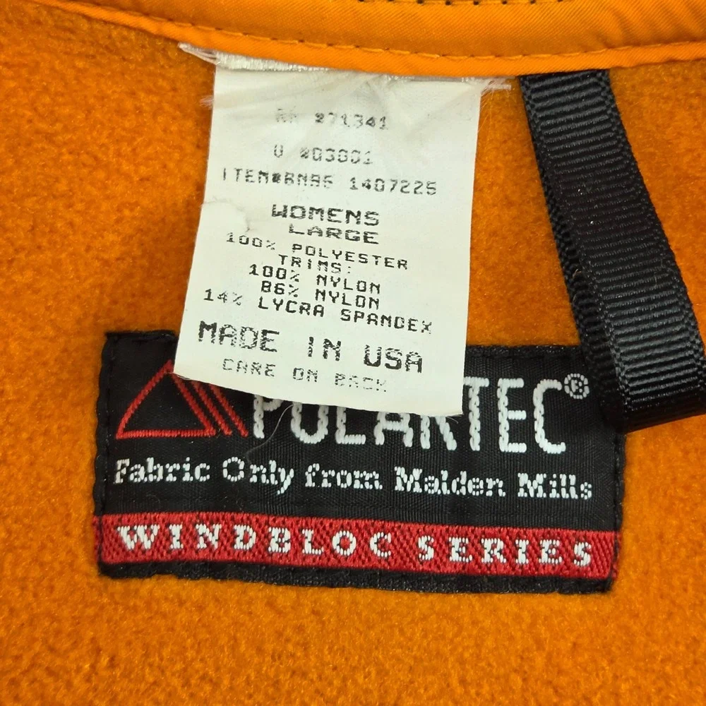 Vintage LL Bean Fleece Vest Womens L Navy Orange Polartec USA Made Gorpcore 90s